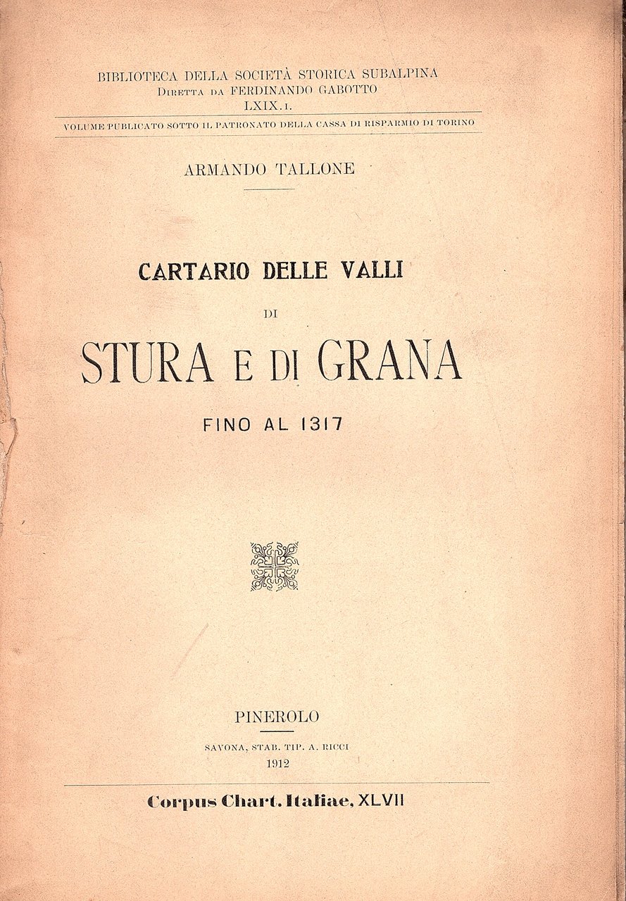 Cartario delle Valli di Stura e di Grana fino al …