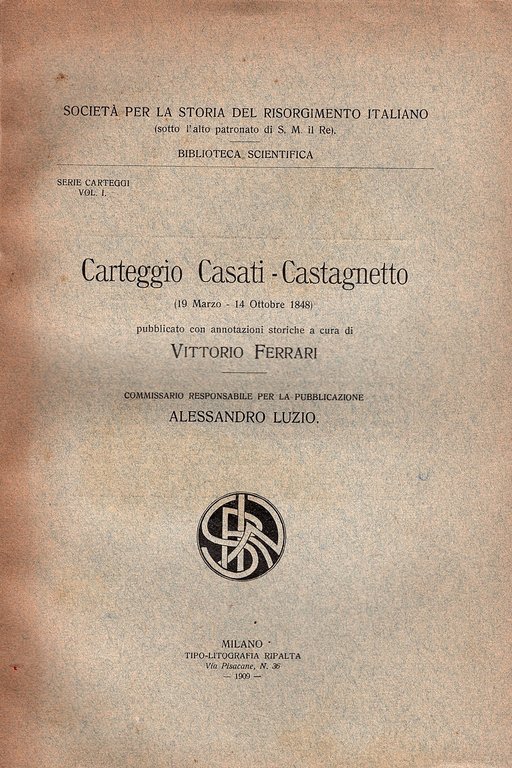 Carteggio Casati -Castagnetto (18 marzo - 14 Ottobre 1848) | Immagine Gallery 1