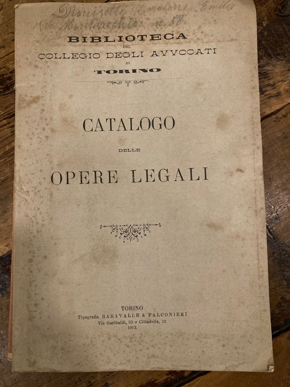Catalogo delle opere legali