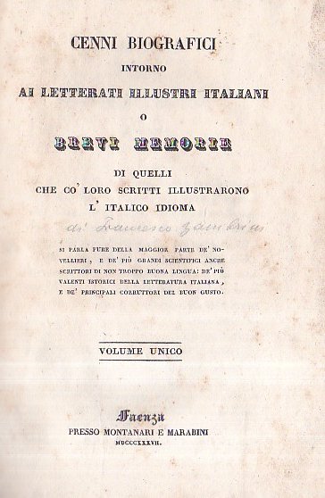 Cenni biografici intorno ai letterati illustri italiani o brevi memorie …