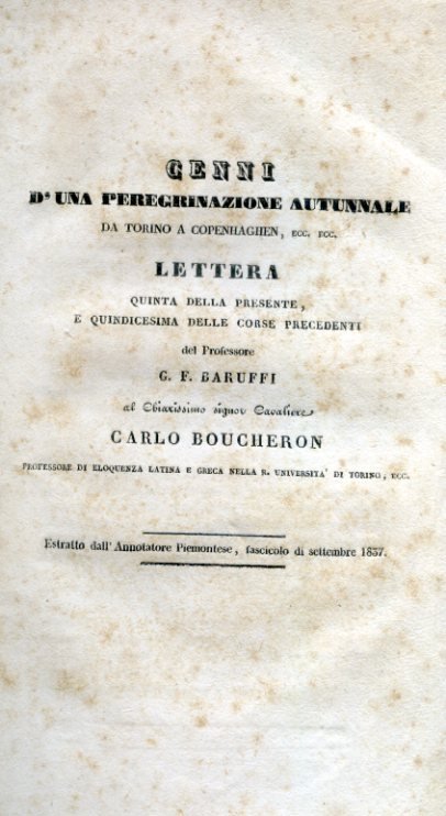 Cenni di una peregrinazione da Torino a Copenaghen. Lettera quinta …