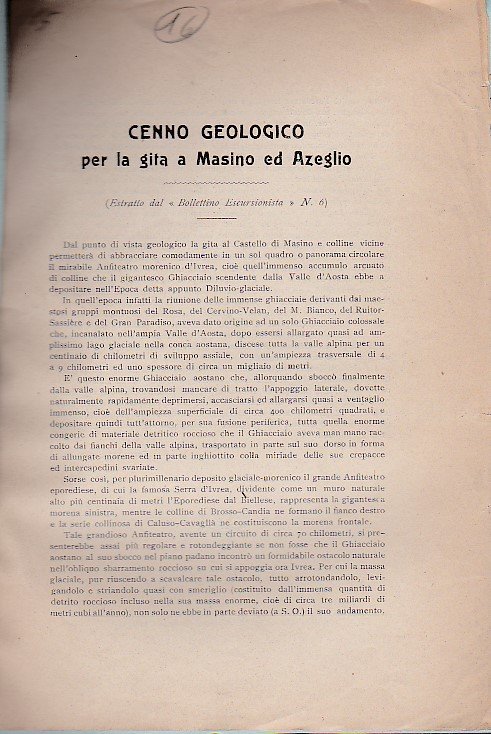 Cenno geologico per la gita a Masino ed Azeglio (Estratto …