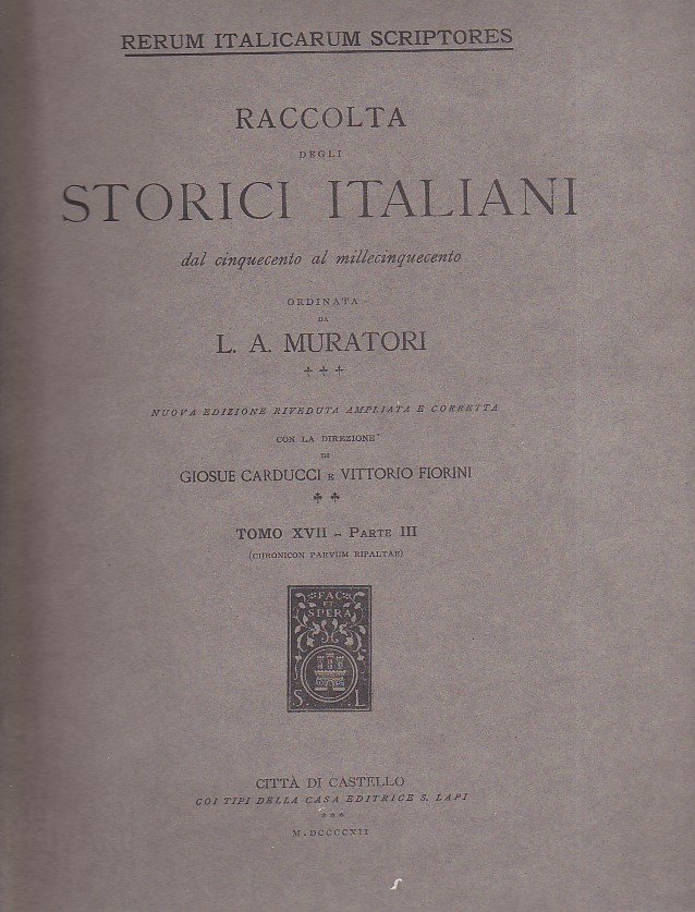 Chronicon Parvum Ripaltae seu Chronica pedemontana minora. Rerum Italicarum Scriptores. …
