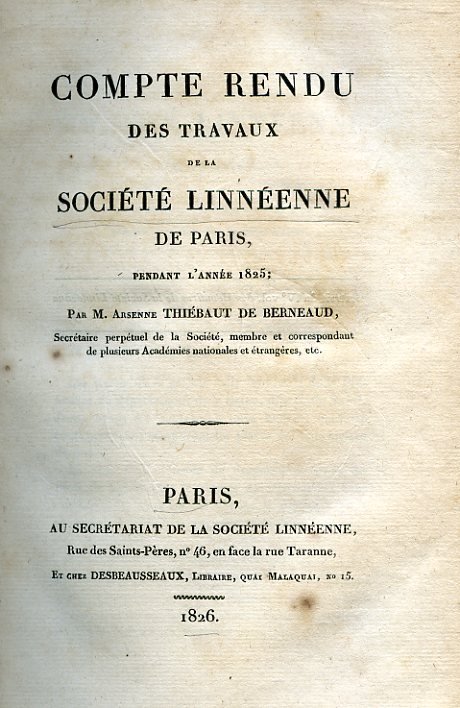 Compte Rendu des travaux de la Société Linnéenne de Paris …