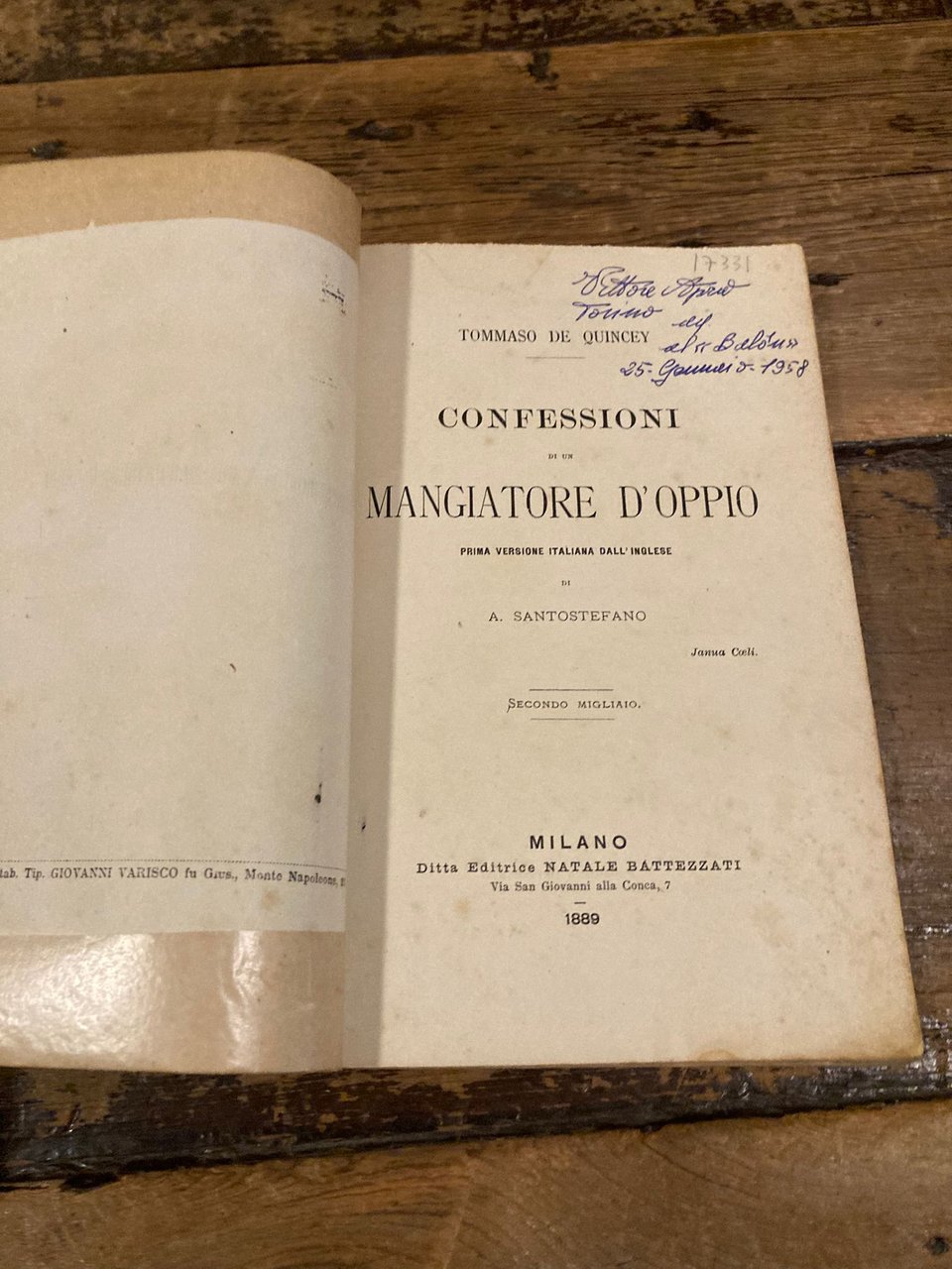 Confessioni di un mangiatore d'oppio. Prima versione italiana dall'inglese di … | Immagine principale