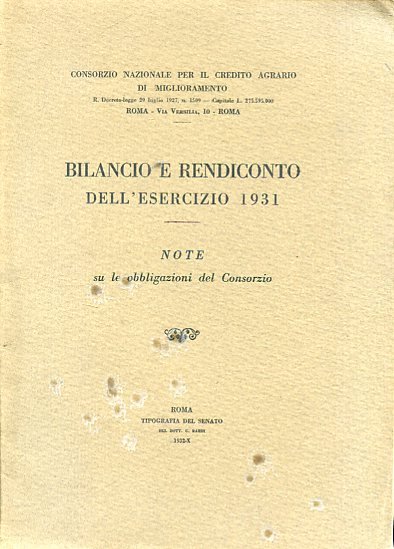 Consorzio nazionale per il Credito Agrario di miglioramento. Bilancio e …