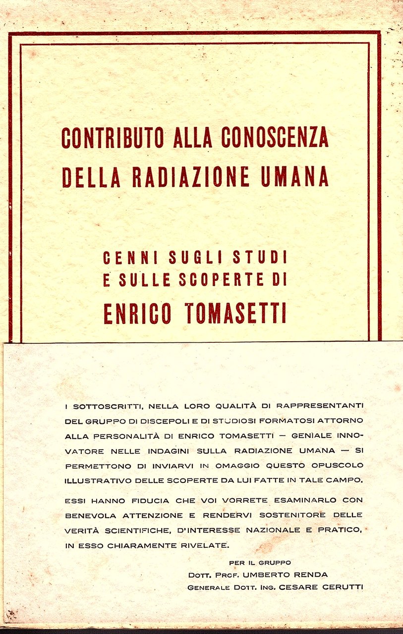 Contributo alla conoscenza della radiazione umana. Cenni sugli studi e …