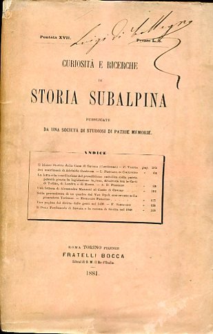 Curiosità e ricerche di Storia Subalpina pubblicate da una società …