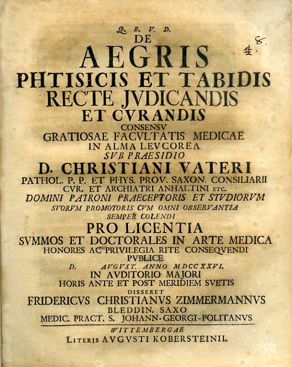 De Aegris Phtisicis et Tabidis recte judicandis et curandis consensu …