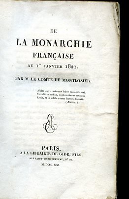 De la Monarchie Française au Ier Janvier 1821