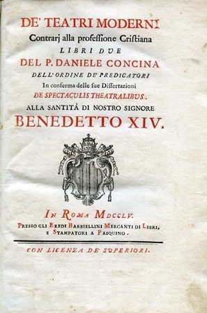 De' Teatri moderni contrarj alla professione Cristiana. Libri due in …