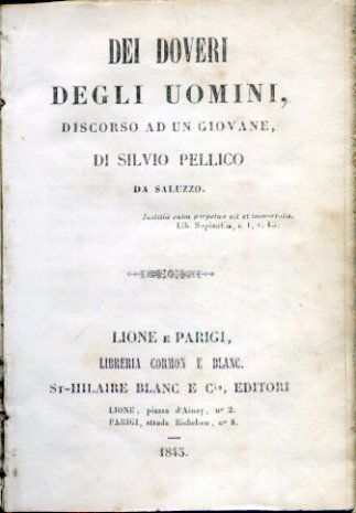 Dei doveri degli uomini, discorso a un giovane