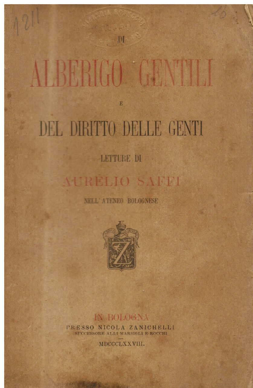 Di Alberigo Gentili e del diritto delle genti. Letture