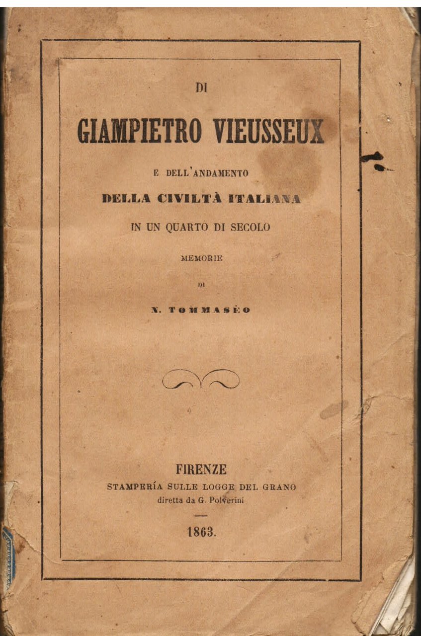 Di Giampietro Vieusseux e dell'andamento della civiltà italiana in un …
