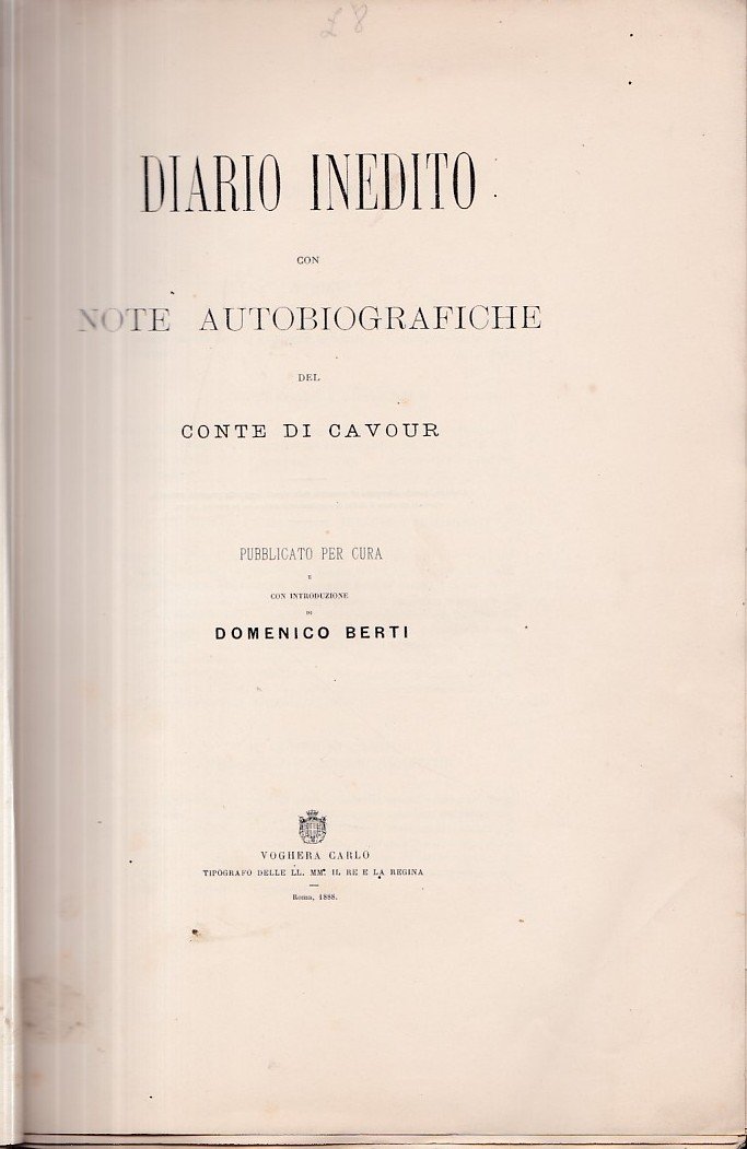 Diario inedito con note autobiografiche. Pubblicato per cura e con …