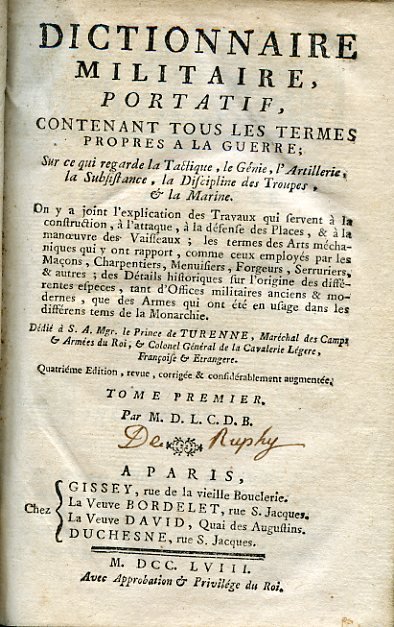 Dictionnaire Militaire, portatif, contenant tous les termes propres a la …