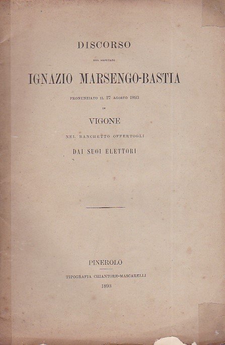 Discorso pronunziato in Vigone nel banchetto offertogli dai suoi elettori | Immagine Gallery 1