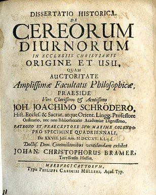 Dissertatio Historica de Cereorum Diurnorum in Ecclesiis Christianis origine et … | Immagine Gallery 1