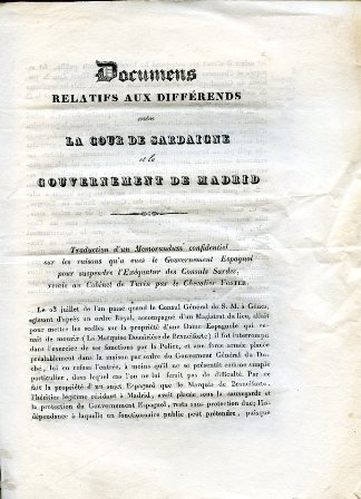 Documens relatifs aux différends entre la Cour de Sardaigne et …