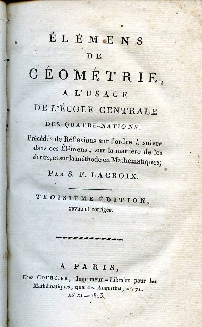 Élémens de Géométrie, a l'usage de l'École Centrale des Quatre …