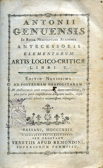 Elementorum Artis Logico - Criticae Libri V. Editio novissima ad …