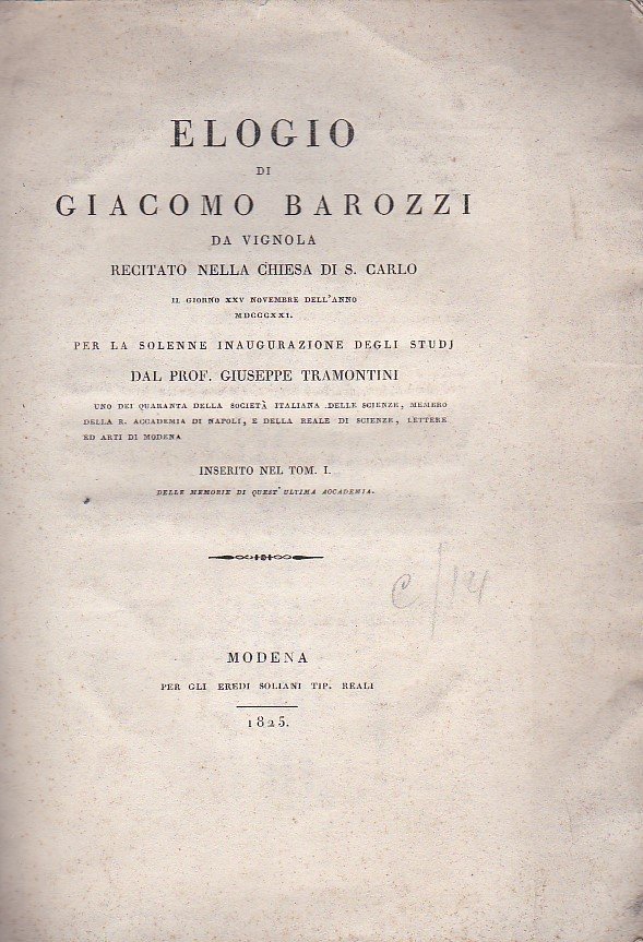 Elogio di Giacomo Barozzi da Vignola recitato nella Chiesa di …