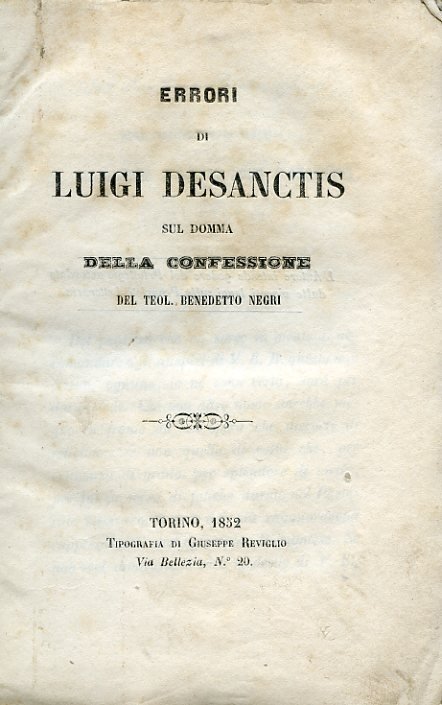 Errori di Luigi Desanctis sul domma della Confessione