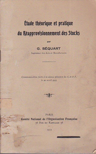 Étude théorique et pratique du Réapprovisionnement des Stocks. Communication faite …