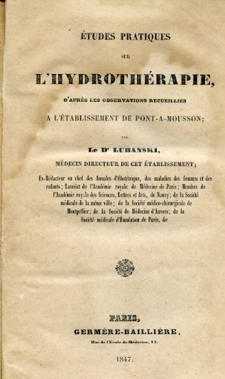Études pratiques sur l'hydrothérapie d'après les observations recueillies a l'établissement …