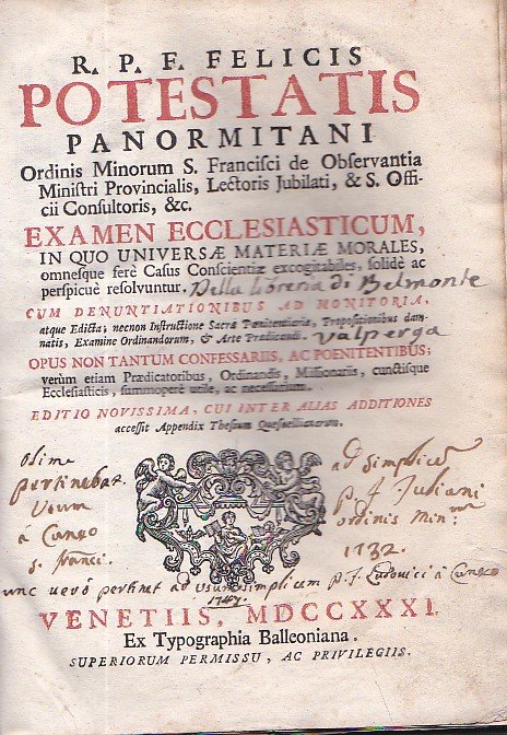Examen Ecclesiasticum, in quo Universae materiae morales, omnesque ferè Casus …