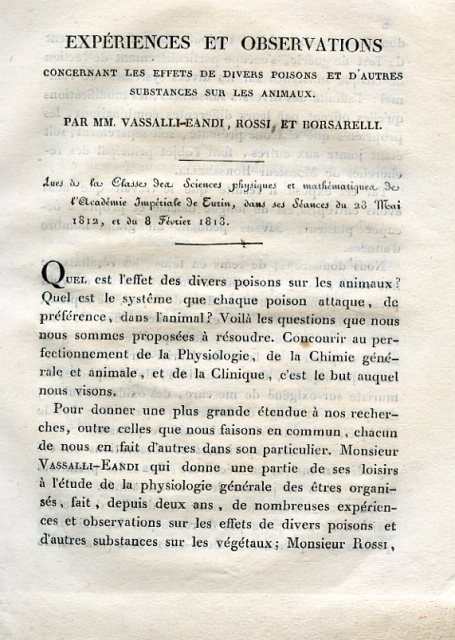 Expériences et observations concernant les effets de divers poisons et …