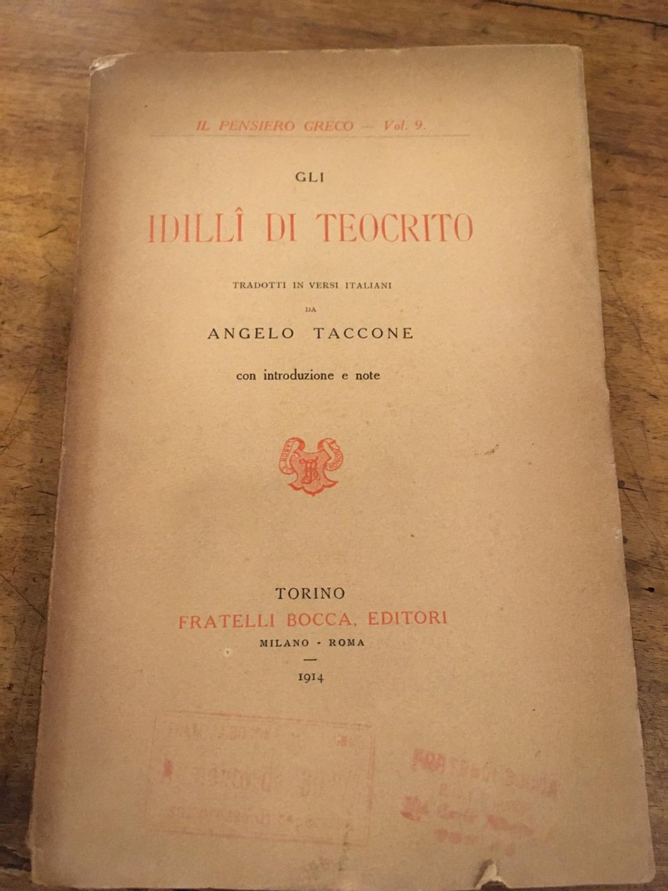 Gli idilli di Teocrito tradotti in versi italiani da Angelo …