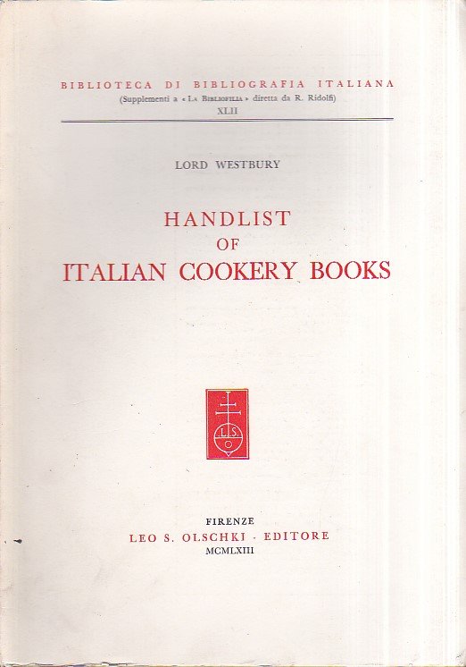 Handlist of italian cookery books