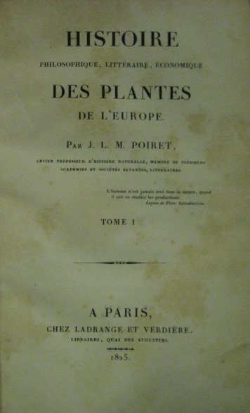 Histoire philosophique, littéraire, économique des plantes de l'Europe