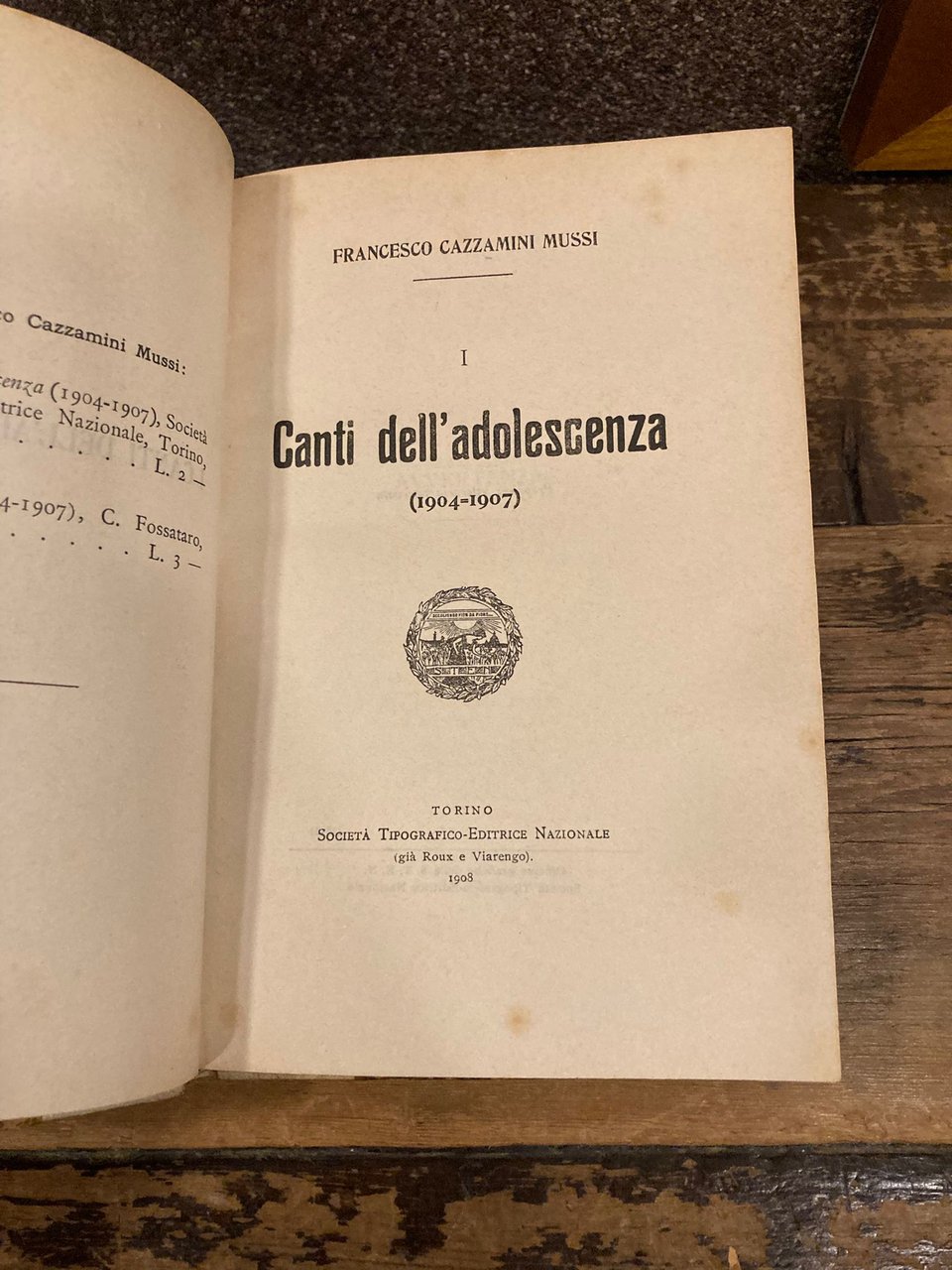 I canti dell' adolescenza (1904-1907)