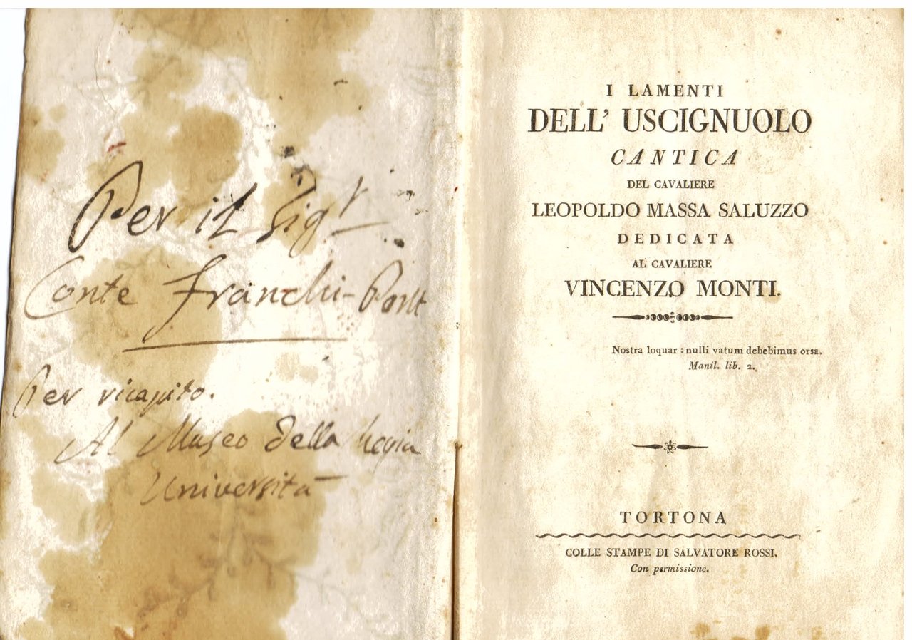 I lamenti dell' uscignuolo. Cantica dedicata al cavaliere Vincenzo Monti