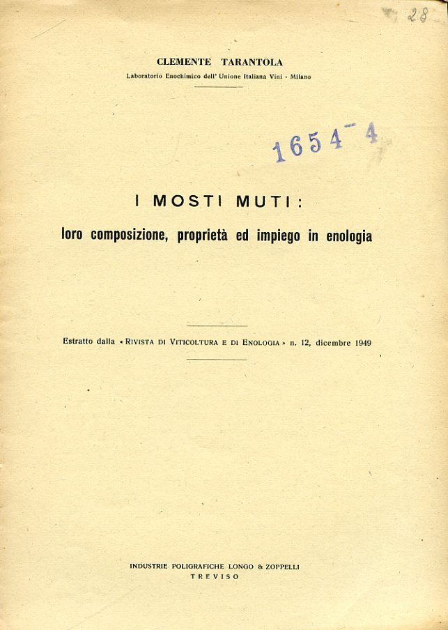 I mosti muti: loro composizione, proprietà ed impiego in enologia. …