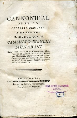 Il cannoniere pratico, operetta dedicata a sua eccellenza il signor …