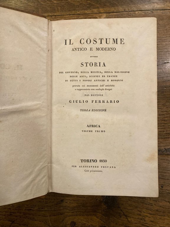 Il Costume antico e moderno ovvero storia del governo, della …