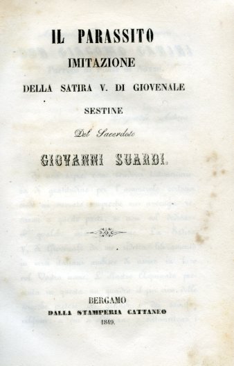 Il Parassito. Imitazione della Satira V di Giovenale. Sestine