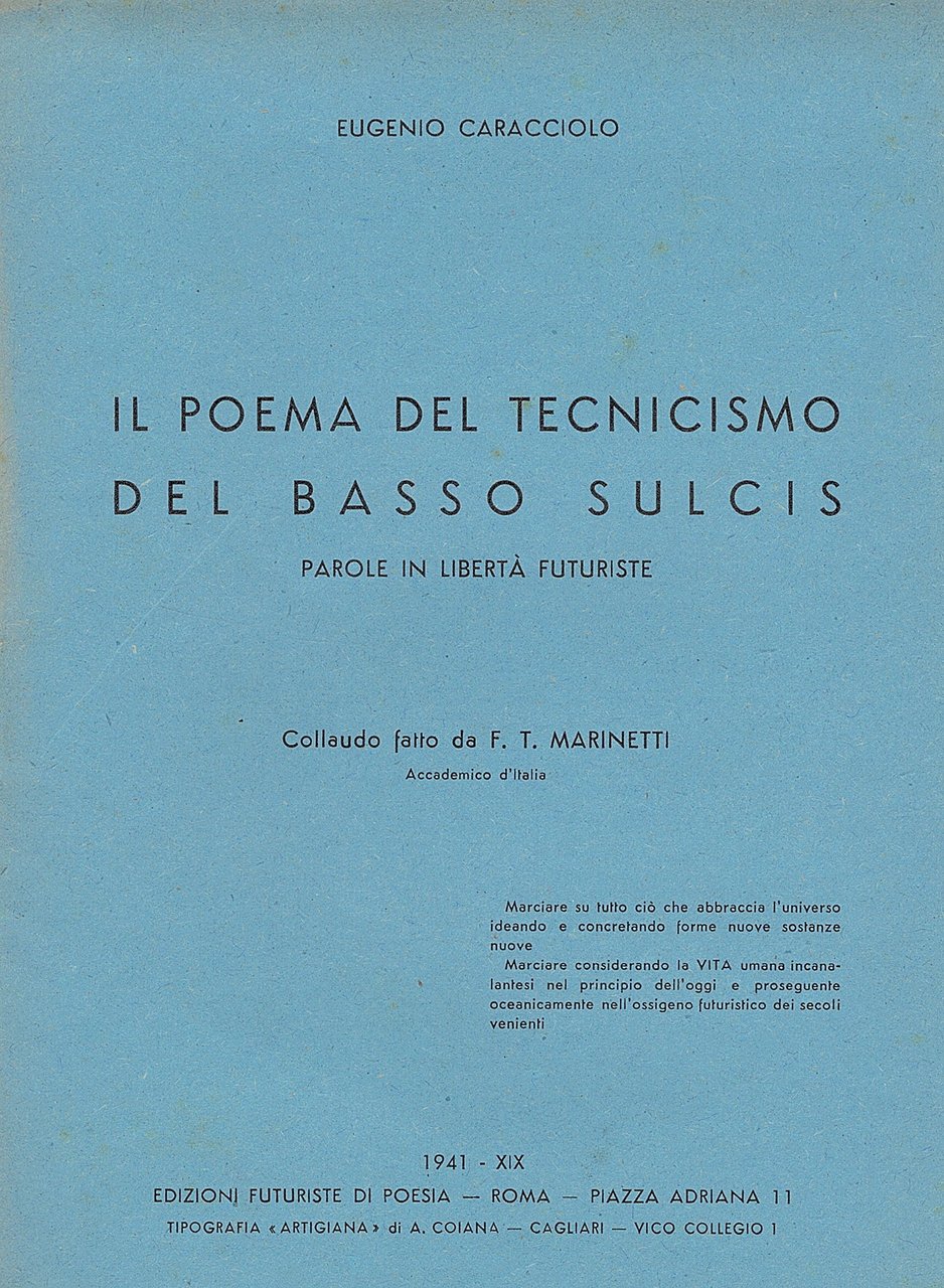 Il poema del tecnicismo del basso Sulcis. Parole in libertà …