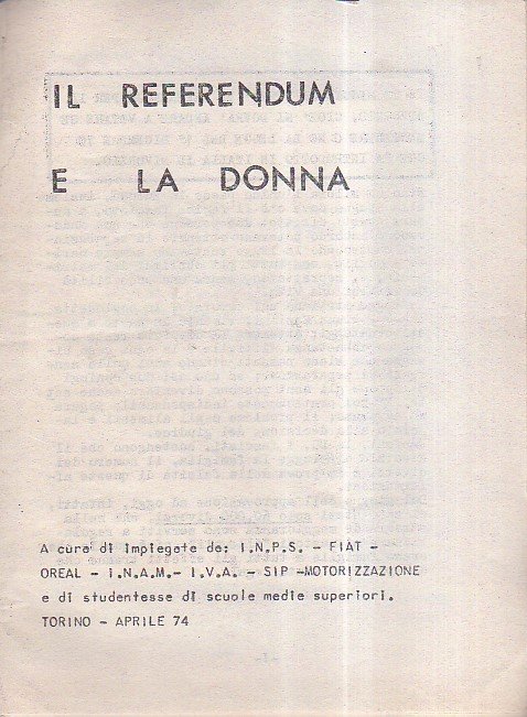 Il referendum e la donna. A cura di Impiegate de: …