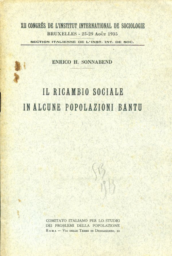 Il ricambio sociale in alcune popolazioni bantu. XII Congrès de …