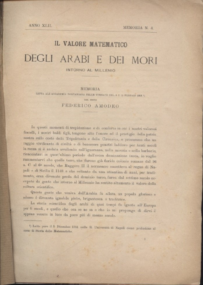 Il valore matematico degli Arabi e dei Mori intorno al …