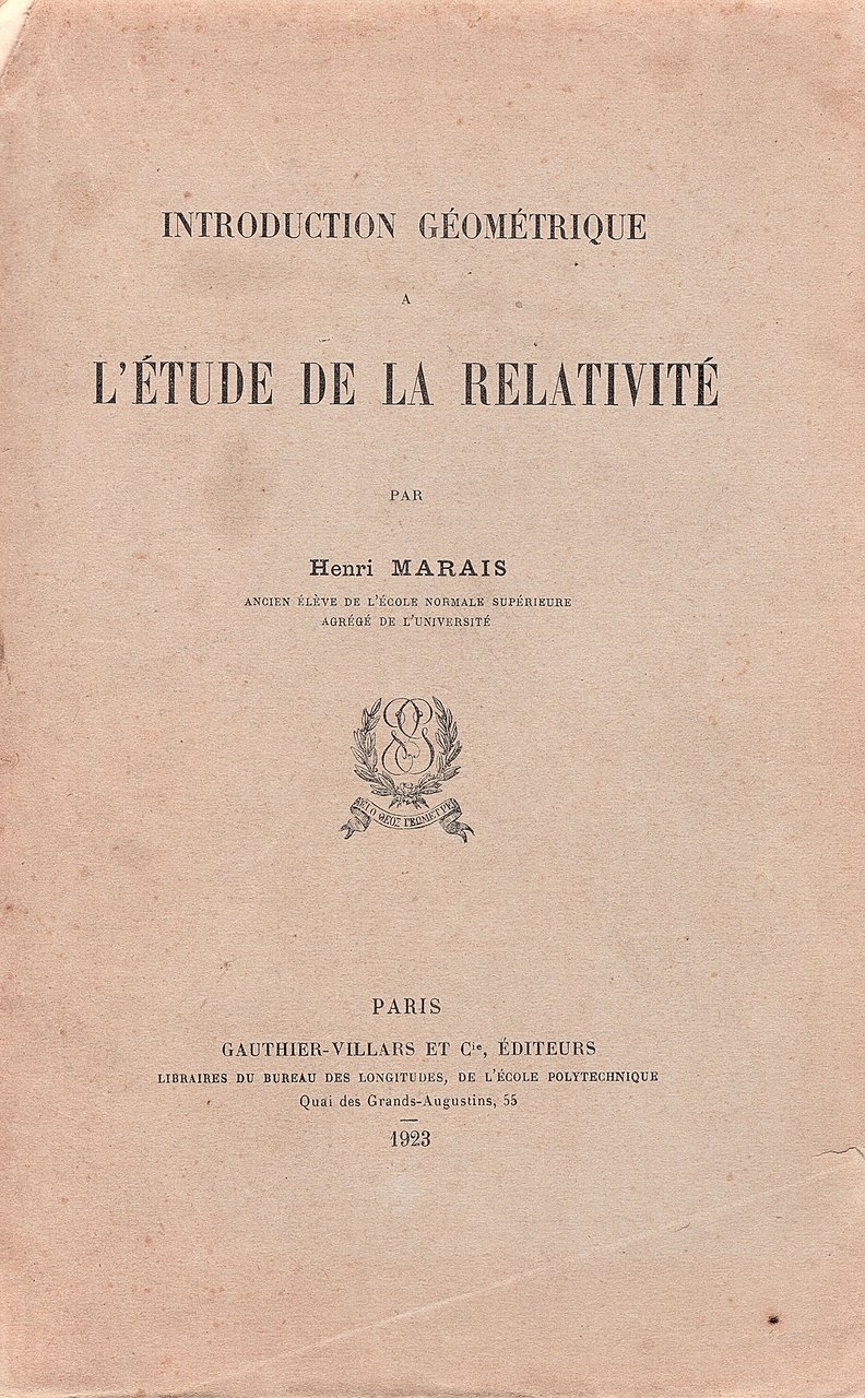 Introduction géometrique a l'étude de la relativité