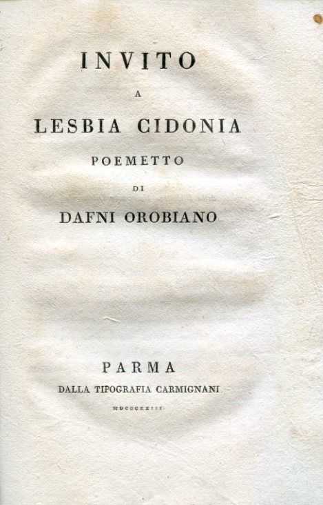 Invito a Lesbia Cidonia. Poemetto di Dafni Orobiano