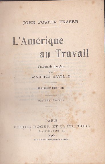 L'Amérique au travail. Traduit de l'anglais par Maurice Saville