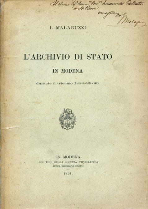 L'Archivio di Stato in Modena durante il triennio 1888 - …