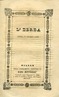L'Ebrea. Opera in cinque atti. Parole di Scribe. Musica di …