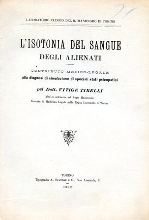 L'isotonia del sangue degli alienati. Contributo medico - legale alla …